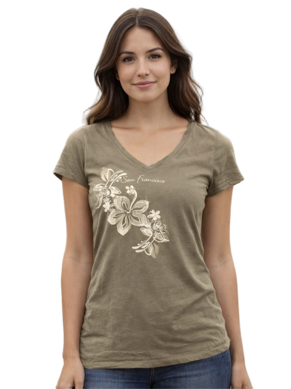 green san fransico t shirt with floral graphic